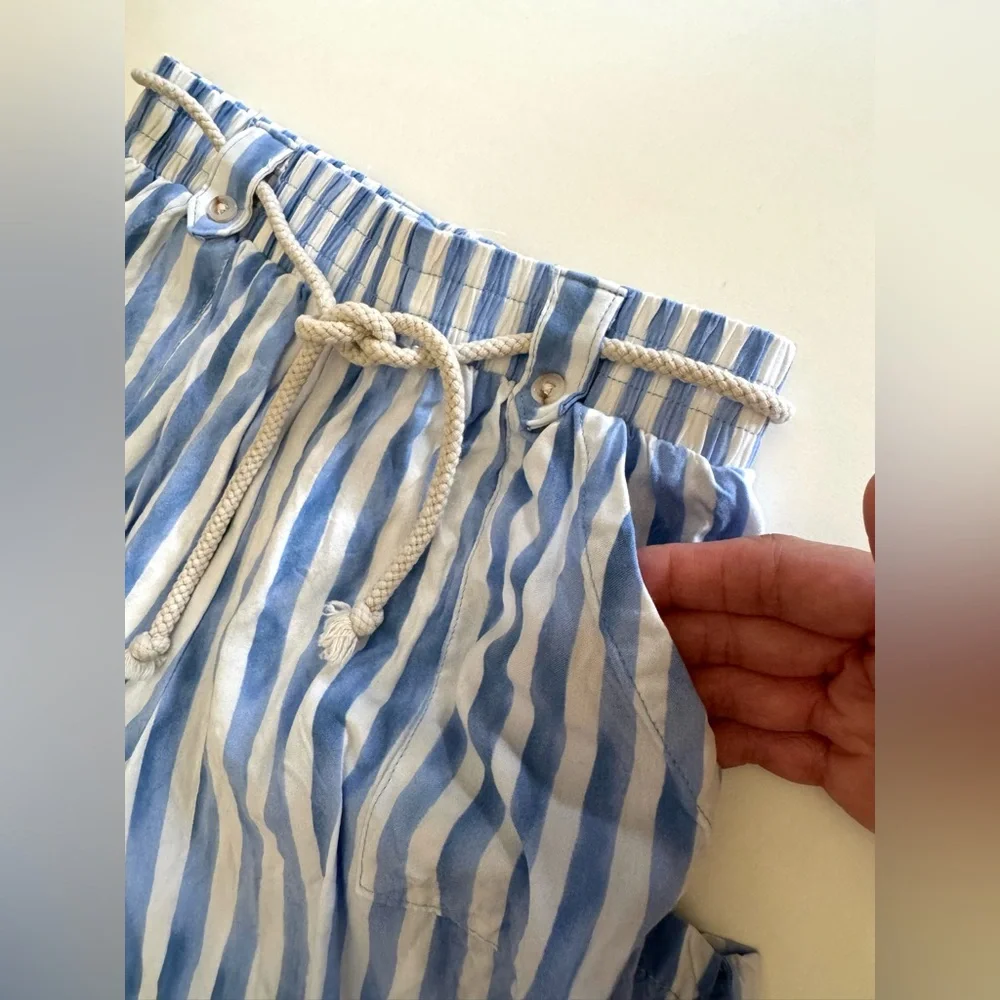 btween Girls Light Blue and White Striped Wide Leg Pants - Picture 3 of 7